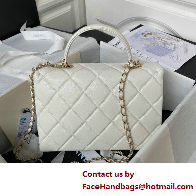 Chanel Grained Calfskin & Gold-Tone Metal Flap Bag with Top Handle AS4712 White 2025 - Click Image to Close